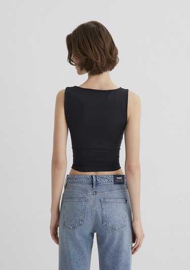  Mavi Kare Yaka Siyah Poliamid Atlet Fitted / Vücuda Oturan Kesim 1613498-900