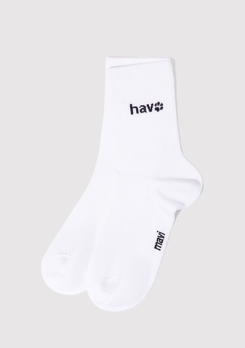 Mavi Hav Baskılı Beyaz Soket Çorap 1913653-620