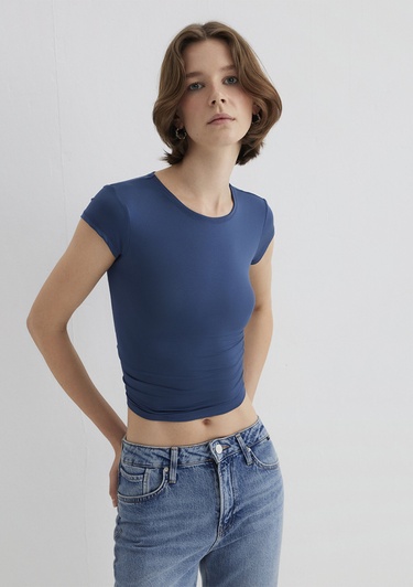  Mavi Lacivert Poliamid Tişört Fitted / Vücuda Oturan Kesim 1613500-70718