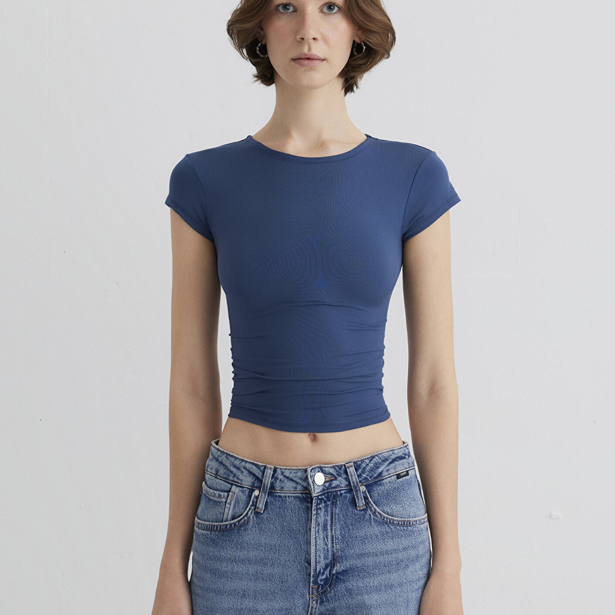 Mavi Lacivert Poliamid Tişört Fitted / Vücuda Oturan Kesim 1613500-70718