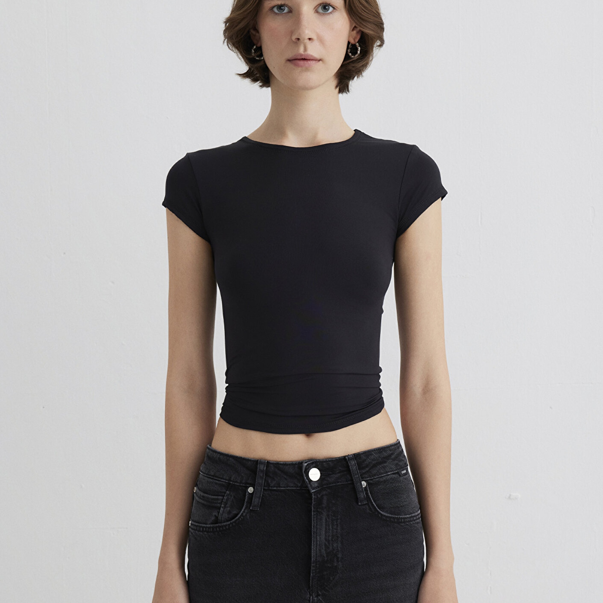 Mavi Siyah Poliamid Tişört Fitted / Vücuda Oturan Kesim 1613500-900