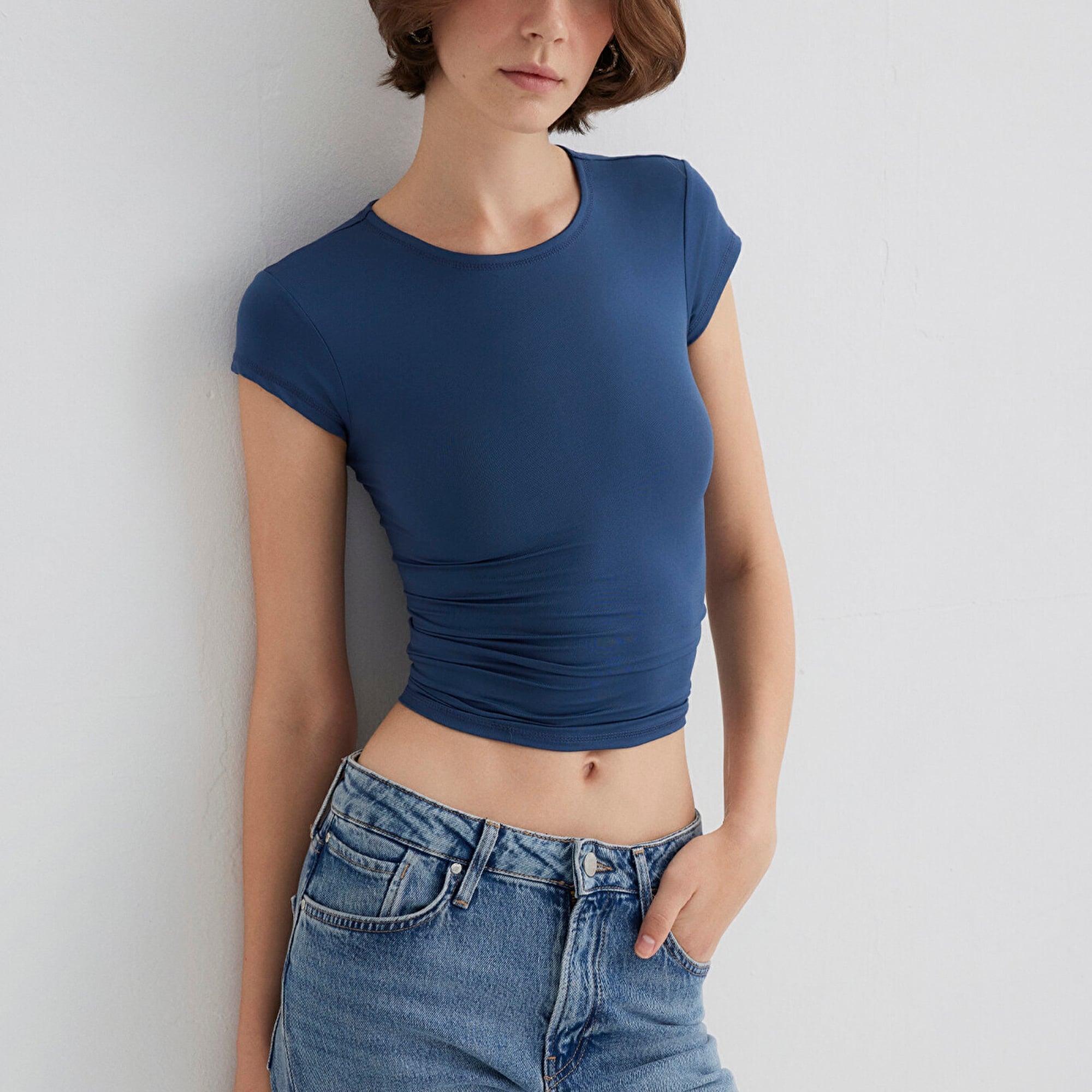 Mavi Lacivert Poliamid Tişört Fitted / Vücuda Oturan Kesim 1613500-70718