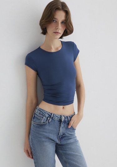  Mavi Lacivert Poliamid Tişört Fitted / Vücuda Oturan Kesim 1613500-70718