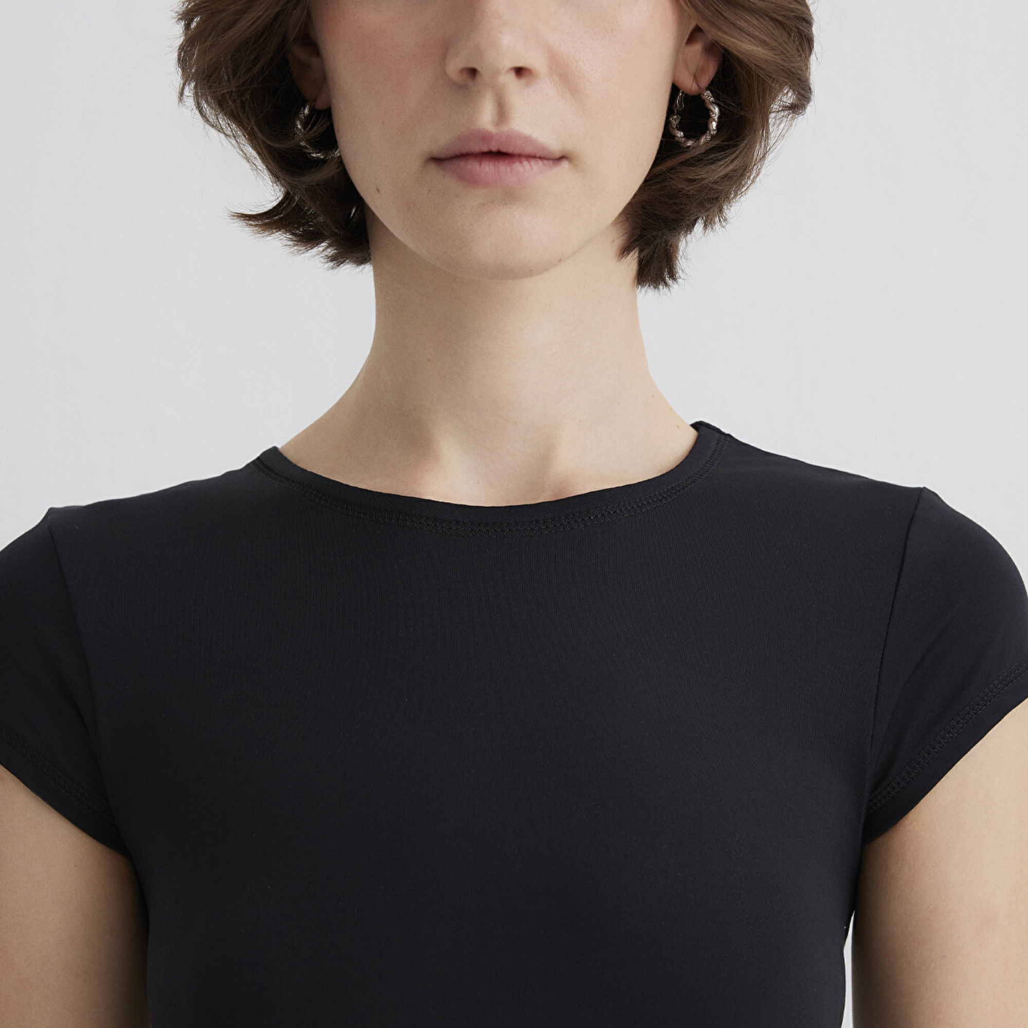 Mavi Siyah Poliamid Tişört Fitted / Vücuda Oturan Kesim 1613500-900