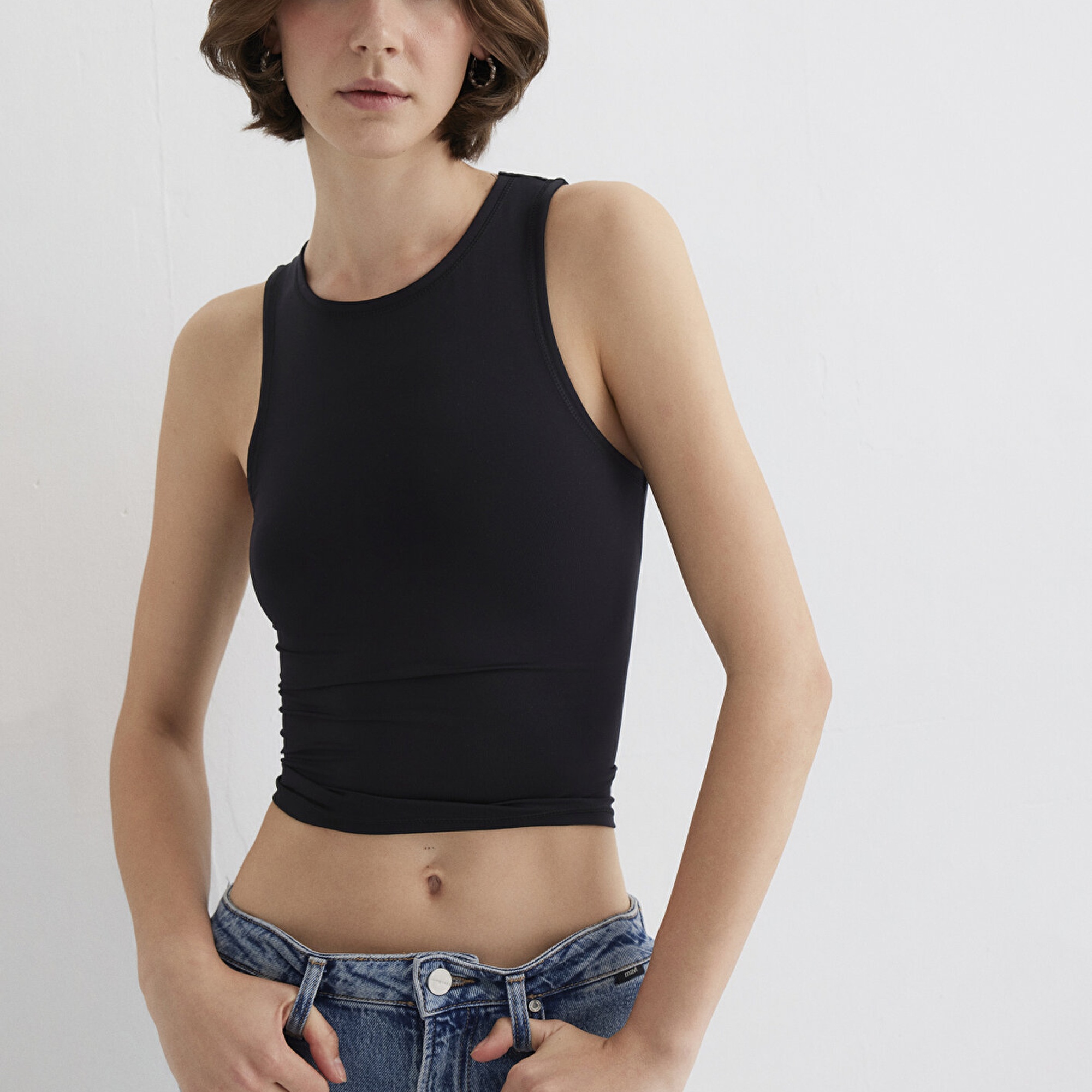 Mavi Halter Yaka Siyah Poliamid Atlet Fitted / Vücuda Oturan Kesim 1613499-900