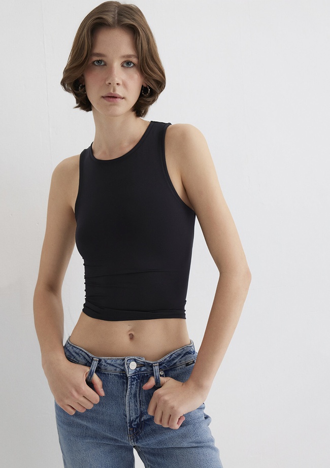  Mavi Halter Yaka Siyah Poliamid Atlet Fitted / Vücuda Oturan Kesim 1613499-900