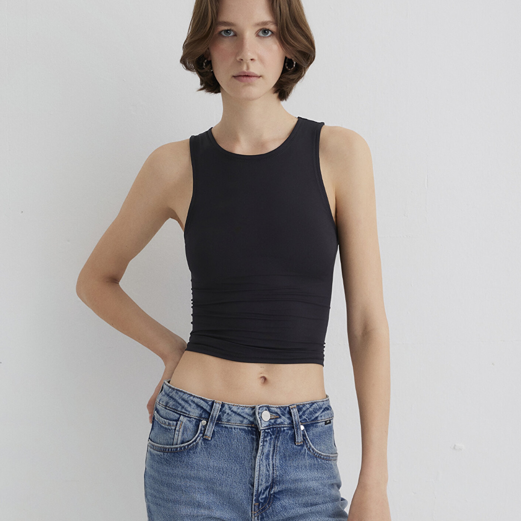 Mavi Halter Yaka Siyah Poliamid Atlet Fitted / Vücuda Oturan Kesim 1613499-900