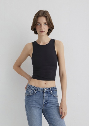  Mavi Halter Yaka Siyah Poliamid Atlet Fitted / Vücuda Oturan Kesim 1613499-900