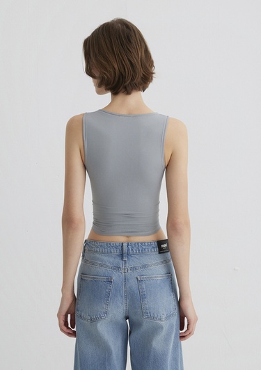  Mavi Halter Yaka Gri Poliamid Atlet Fitted / Vücuda Oturan Kesim 1613499-70098