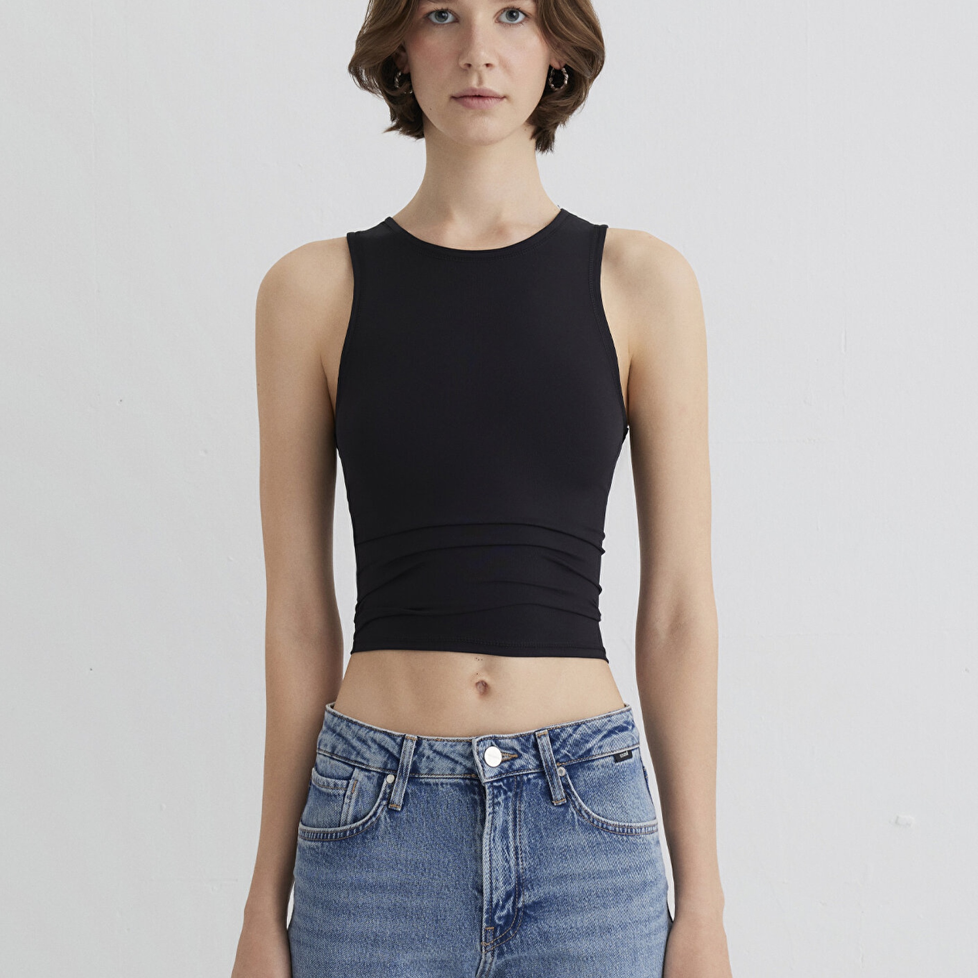 Mavi Halter Yaka Siyah Poliamid Atlet Fitted / Vücuda Oturan Kesim 1613499-900