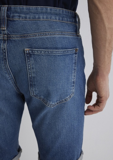  Mavi Tim Street Gölgeli Indigo Mavisi Jean Şort 0428487143