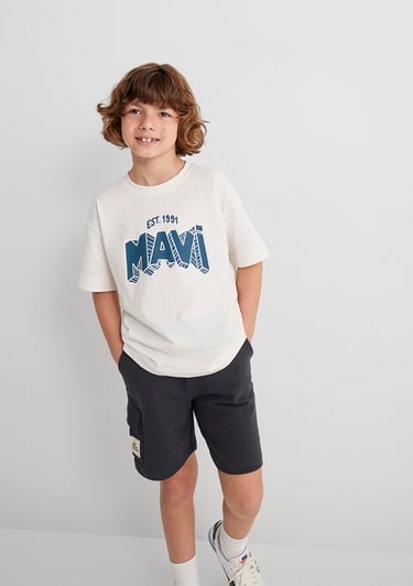  Mavi Mavi Baskılı Ekru Tişört Oversize / Geniş Kesim 6610339-70057