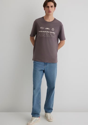  Mavi Always Baskılı Mor Tişört Loose Fit / Bol Rahat Kesim 0612722-86683