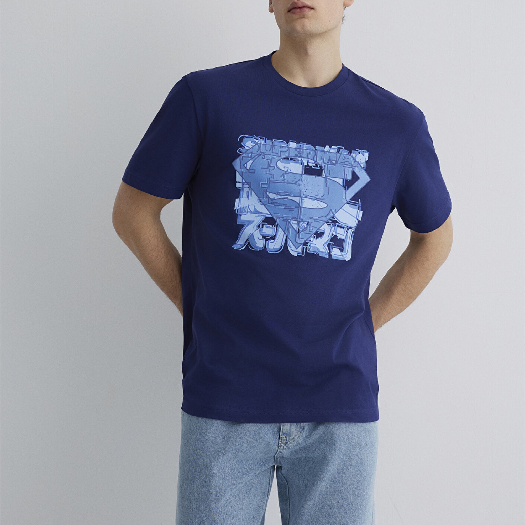 Mavi Superman Baskılı Lacivert Tişört Loose Fit / Bol Rahat Kesim 0612658-70496