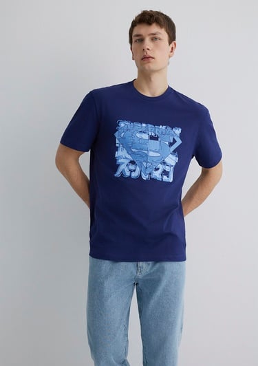  Mavi Superman Baskılı Lacivert Tişört Loose Fit / Bol Rahat Kesim 0612658-70496