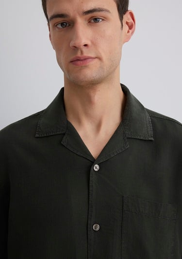  Mavi Kısa Kollu Yeşil Gömlek Regular Fit / Normal Kesim 0211520-71587