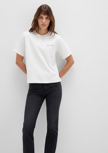  Mavi MV Baskılı Ekru Tişört Regular Fit / Normal Kesim 1613148-80194