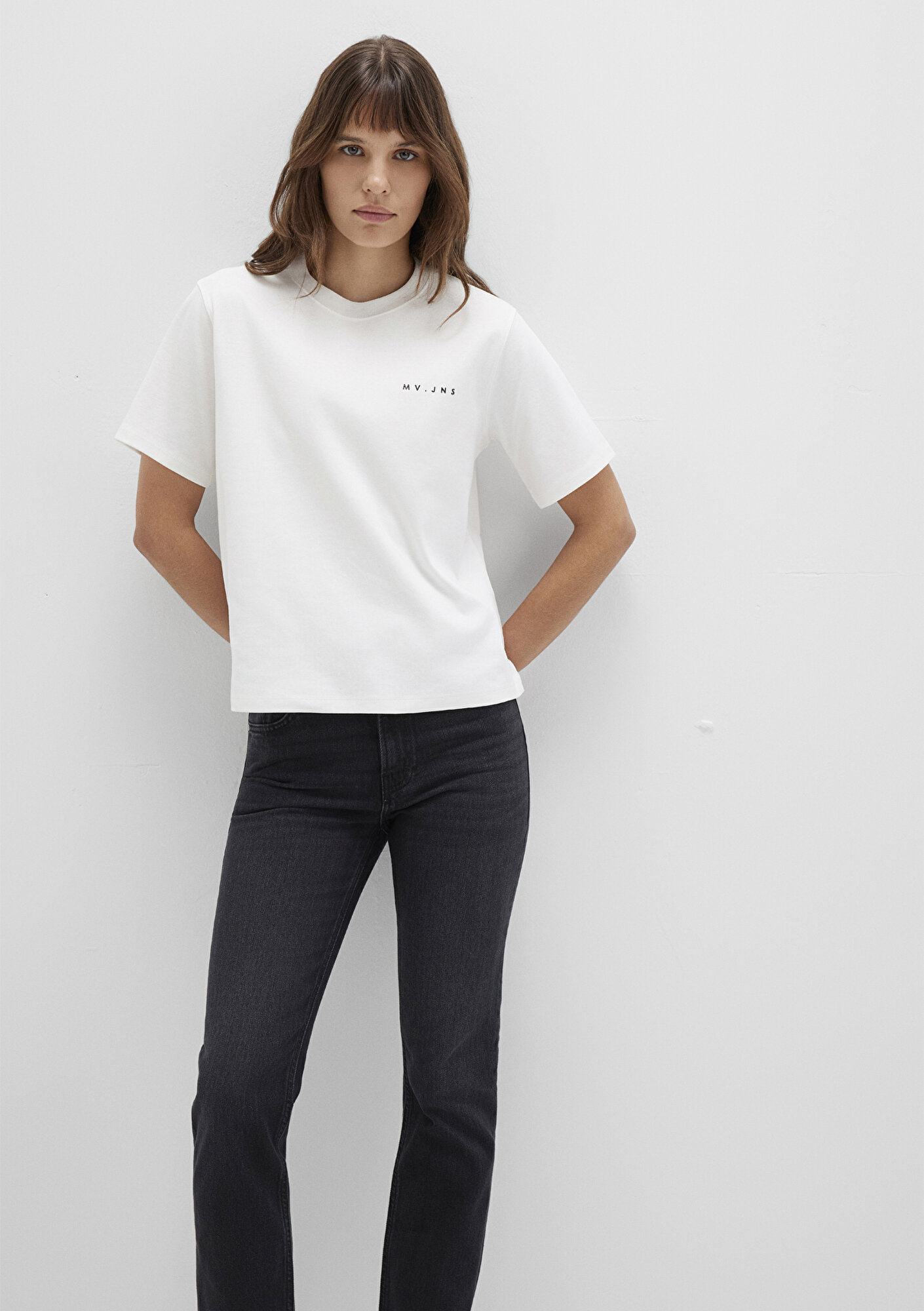  Mavi MV Baskılı Ekru Tişört Regular Fit / Normal Kesim 1613148-80194