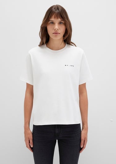  Mavi MV Baskılı Ekru Tişört Regular Fit / Normal Kesim 1613148-80194