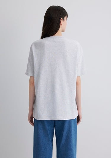  Mavi Kedi Baskılı Gri Tişört Loose Fit / Bol Rahat Kesim 1613097-88467