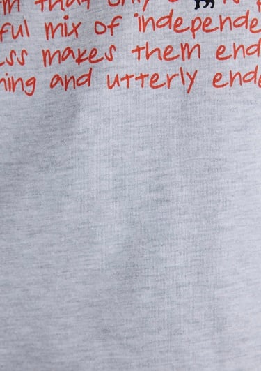  Mavi Kedi Baskılı Gri Tişört Loose Fit / Bol Rahat Kesim 1613097-88467