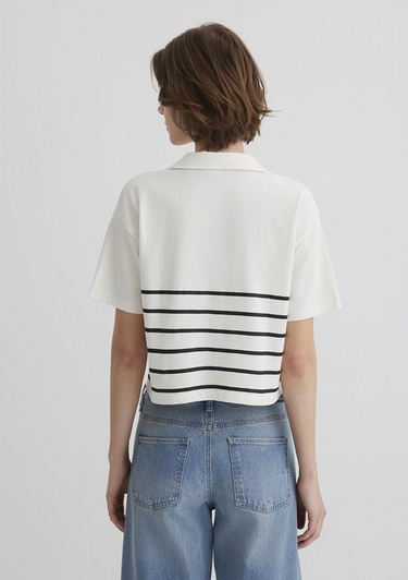  Mavi Mickey Mouse Baskılı Çizgili Tişört Regular Fit / Normal Kesim 1612853-85308