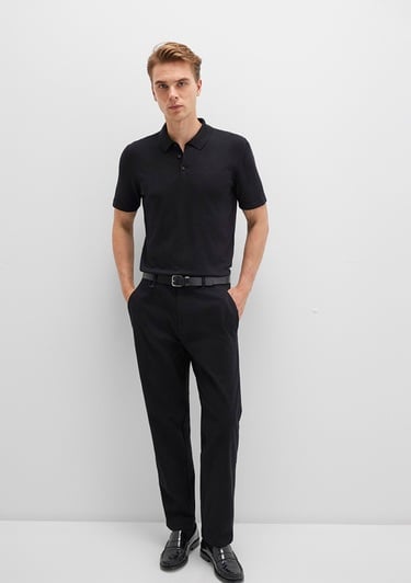  Mavi Siyah Triko Polo Fitted / Vücuda Oturan Kesim 0710249-900