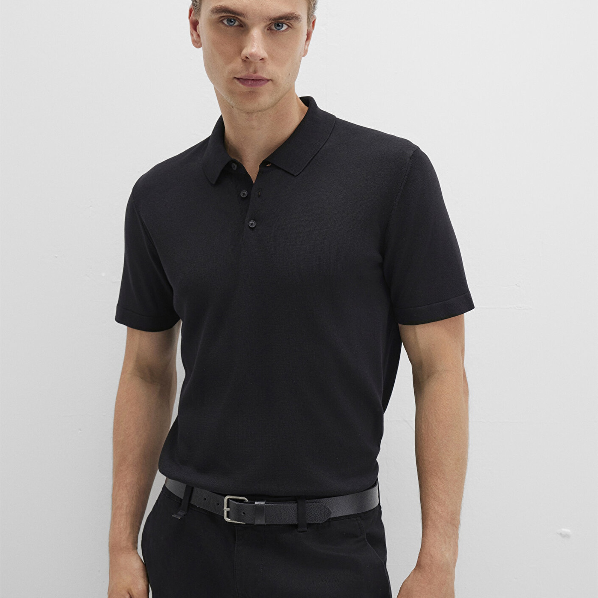 Mavi Siyah Triko Polo Fitted / Vücuda Oturan Kesim 0710249-900