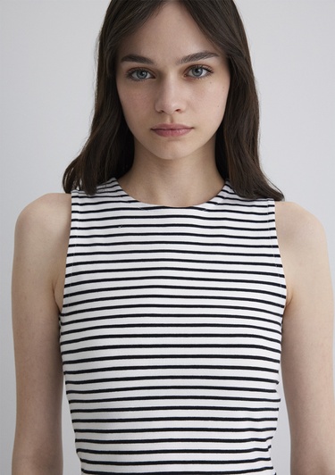  Mavi Çizgili Halter Atlet Crop / Kısa Kesim 1613118-85407