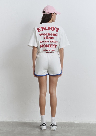  Mavi Biye Detaylı Ekru Şort 1410185-70057