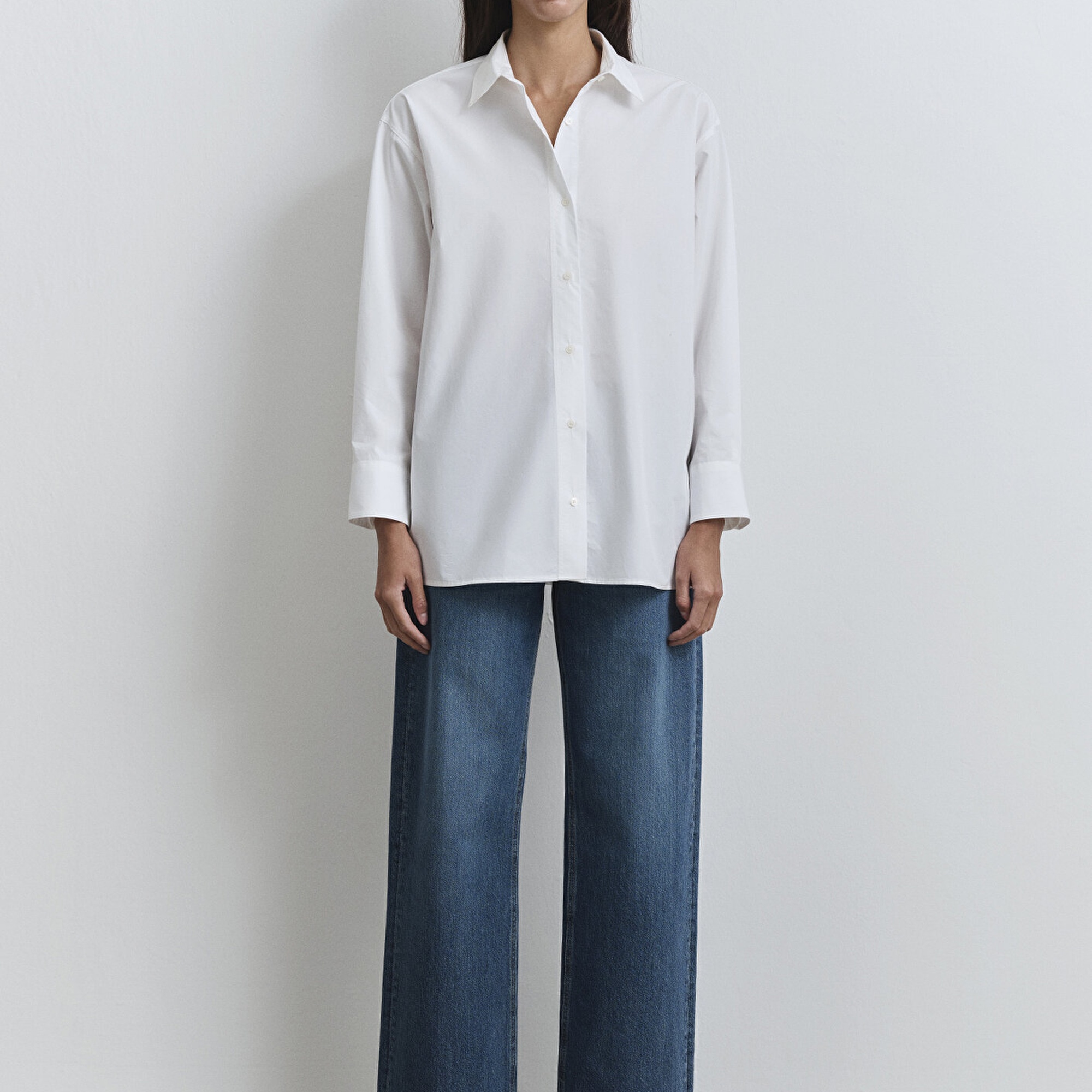 Mavi Beyaz Gömlek Oversize / Geniş Kesim 1211088-620