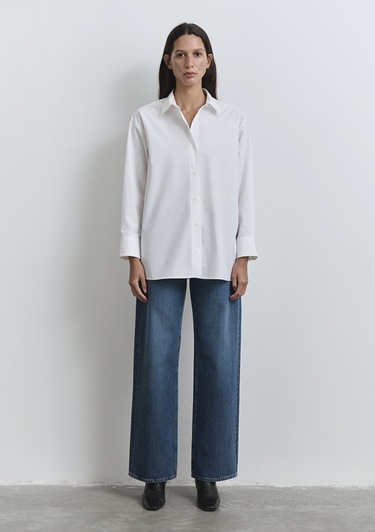  Mavi Beyaz Gömlek Oversize / Geniş Kesim 1211088-620