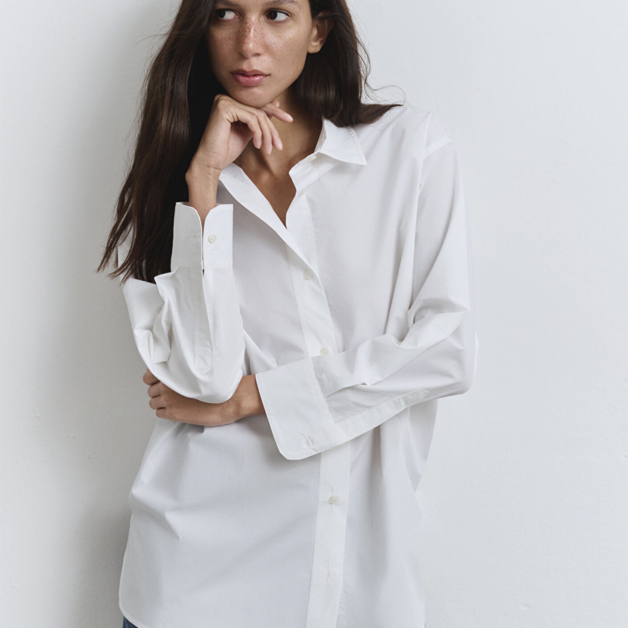 Mavi Beyaz Gömlek Oversize / Geniş Kesim 1211088-620