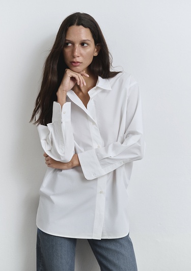  Mavi Beyaz Gömlek Oversize / Geniş Kesim 1211088-620