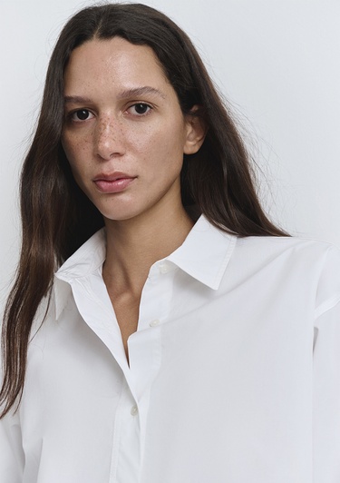  Mavi Beyaz Gömlek Oversize / Geniş Kesim 1211088-620