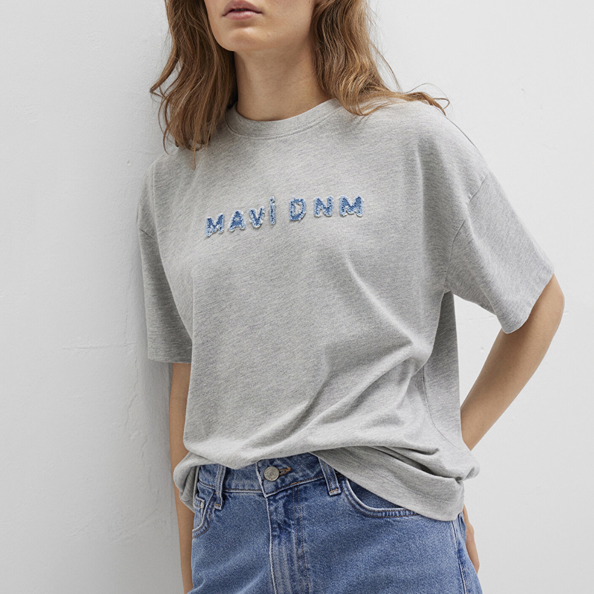 Mavi Mavi Baskılı Gri Tişört Loose Fit / Bol Rahat Kesim 1613146-83096