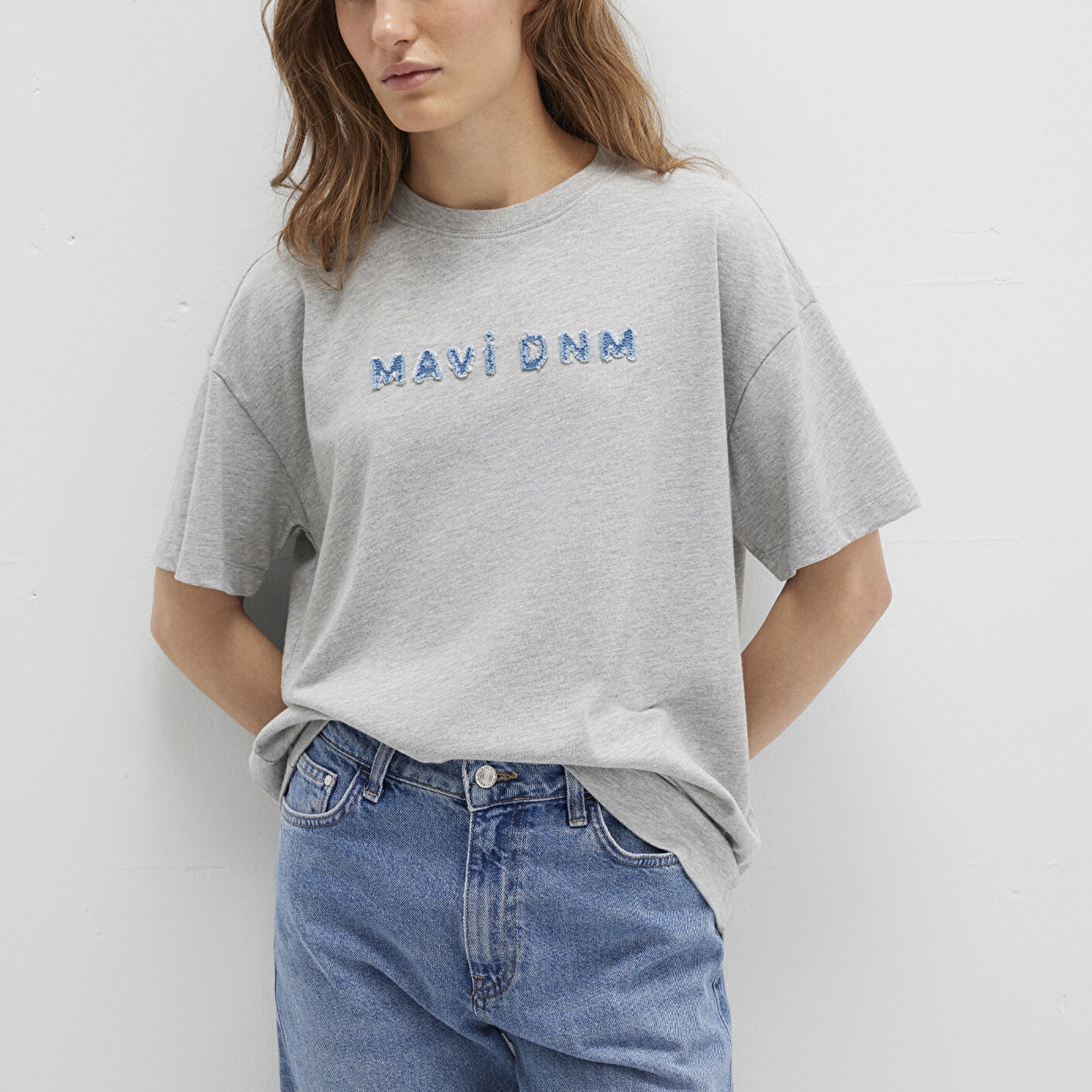 Mavi Mavi Baskılı Gri Tişört Loose Fit / Bol Rahat Kesim 1613146-83096