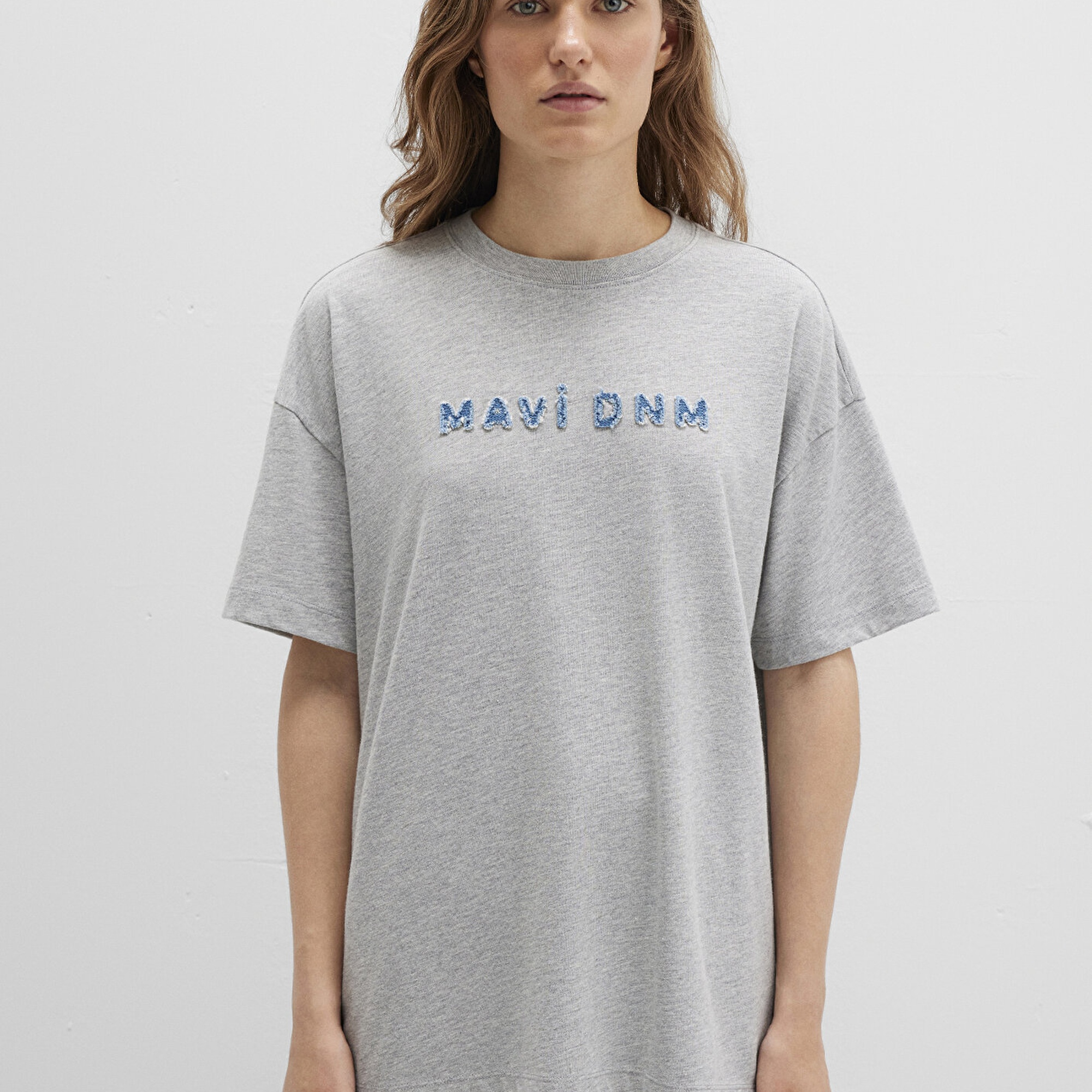 Mavi Mavi Baskılı Gri Tişört Loose Fit / Bol Rahat Kesim 1613146-83096