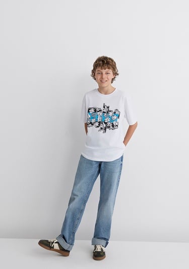  Mavi Sonic Baskılı Tişört Oversize / Geniş Kesim 6610306-620