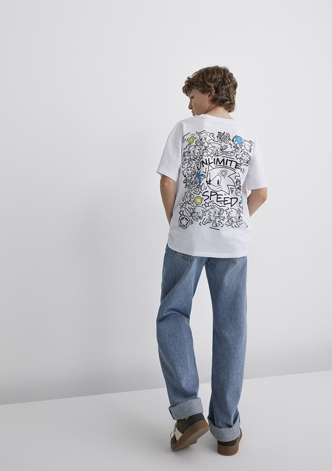  Mavi Sonic Baskılı Tişört Oversize / Geniş Kesim 6610306-620