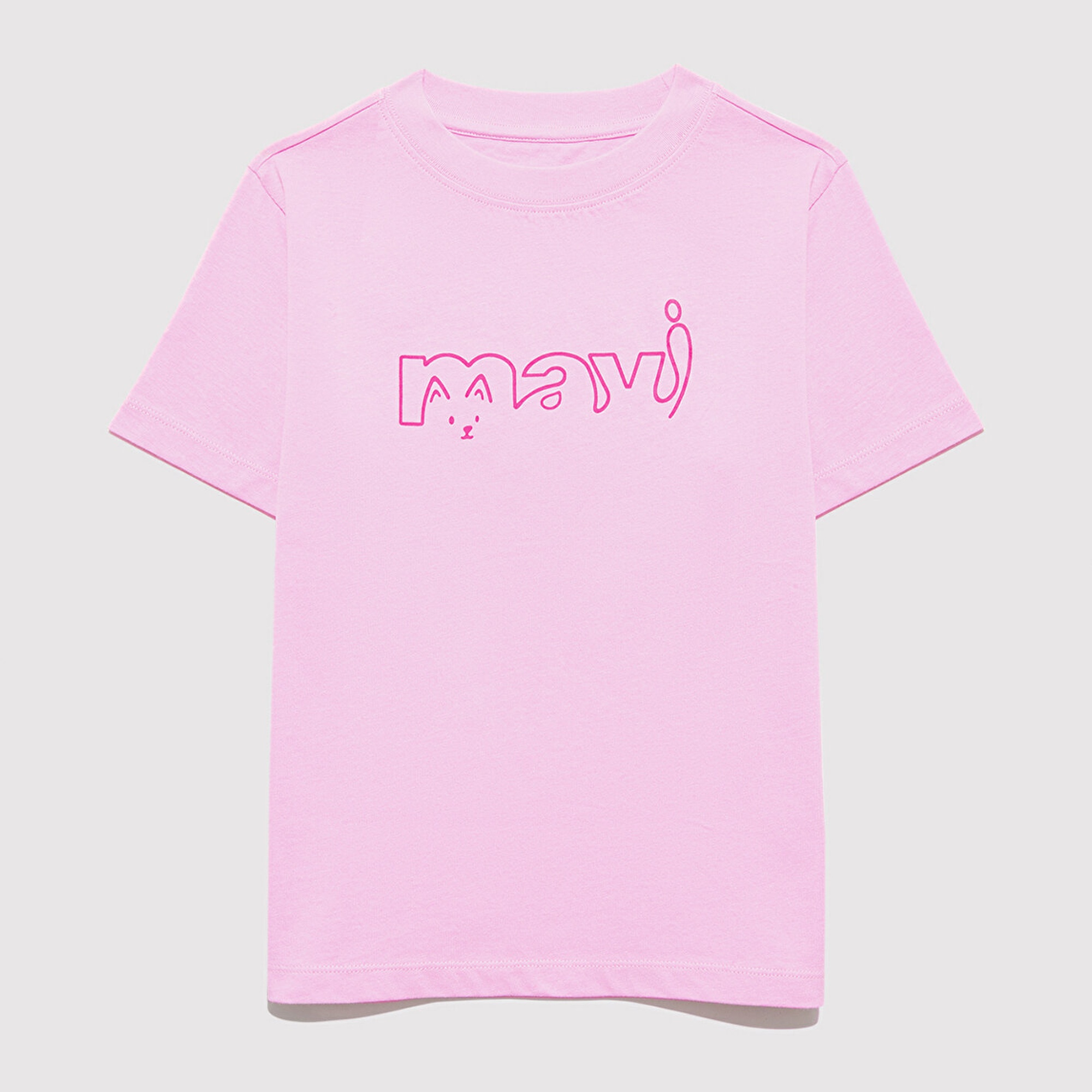 Mavi Mavi Logo Kedi Baskılı Pembe Tişört Regular Fit / Normal Kesim 7610338-70973