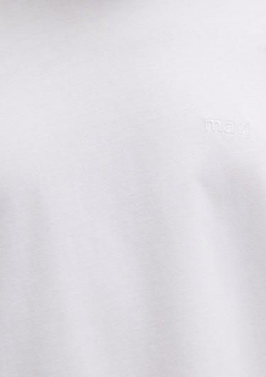  Mavi Mavi Naskışlı Beyaz Basic Tişört Loose Fit / Bol Rahat Kesim 1613225-620