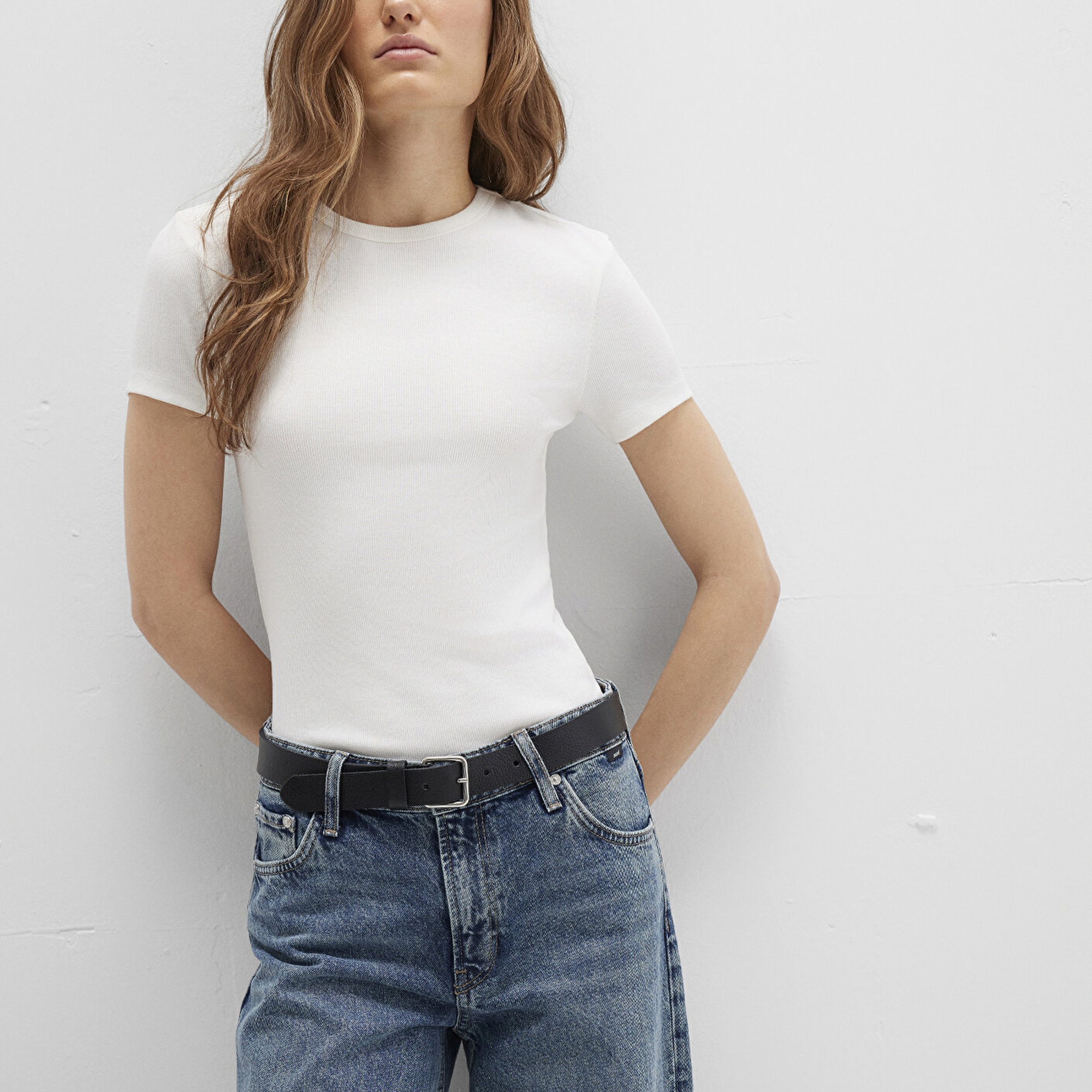 Mavi Beyaz Basic Tişört Fitted / Vücuda Oturan Kesim 1613081-70057