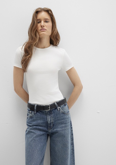  Mavi Beyaz Basic Tişört Fitted / Vücuda Oturan Kesim 1613081-70057