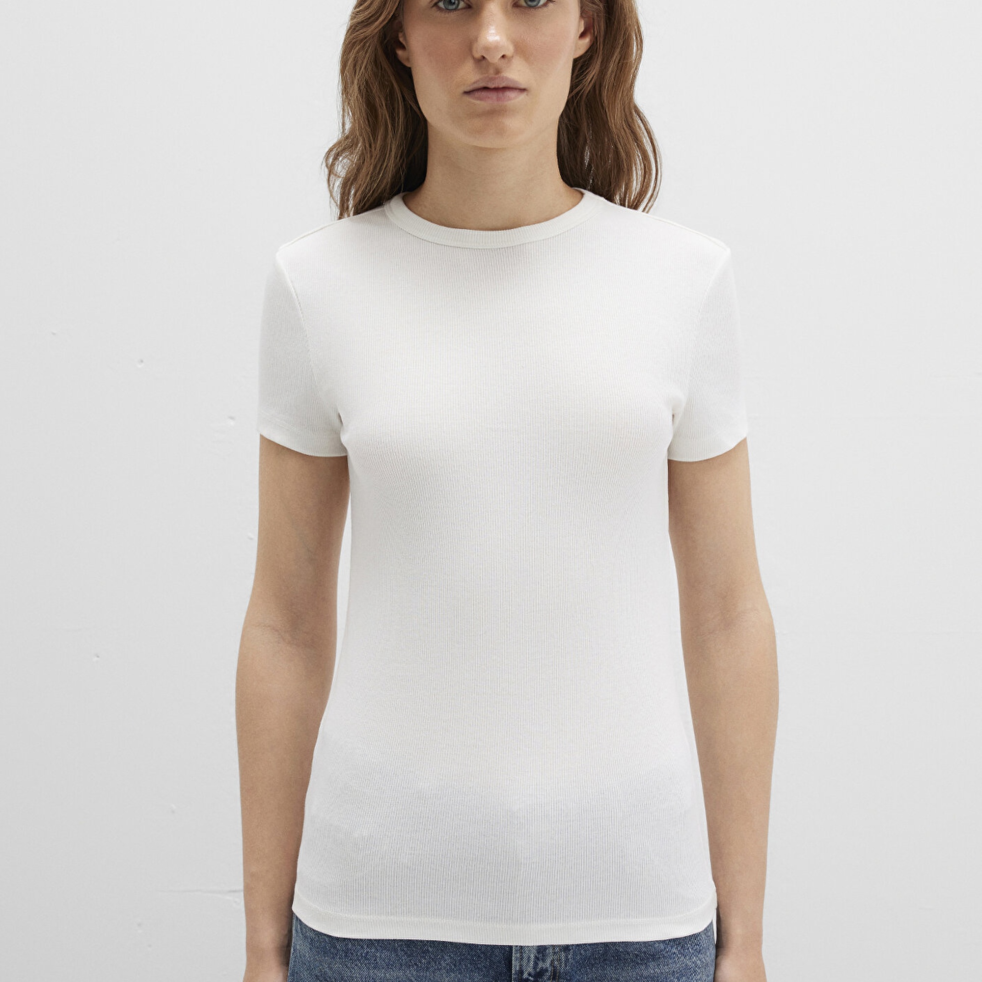 Mavi Beyaz Basic Tişört Fitted / Vücuda Oturan Kesim 1613081-70057