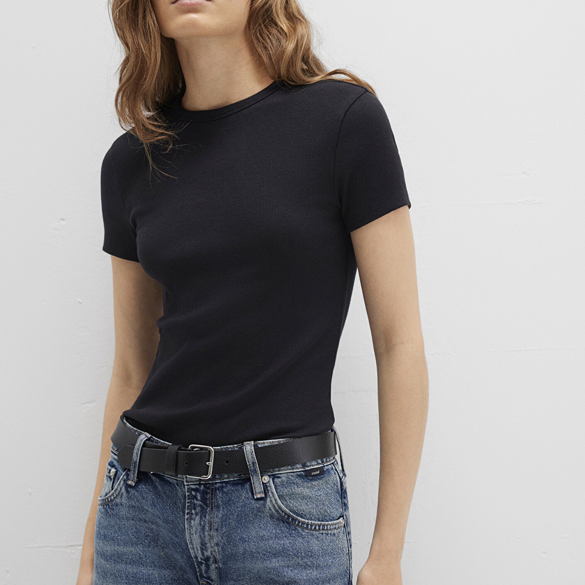 Mavi Siyah Basic Tişört Fitted / Vücuda Oturan Kesim 1613081-900