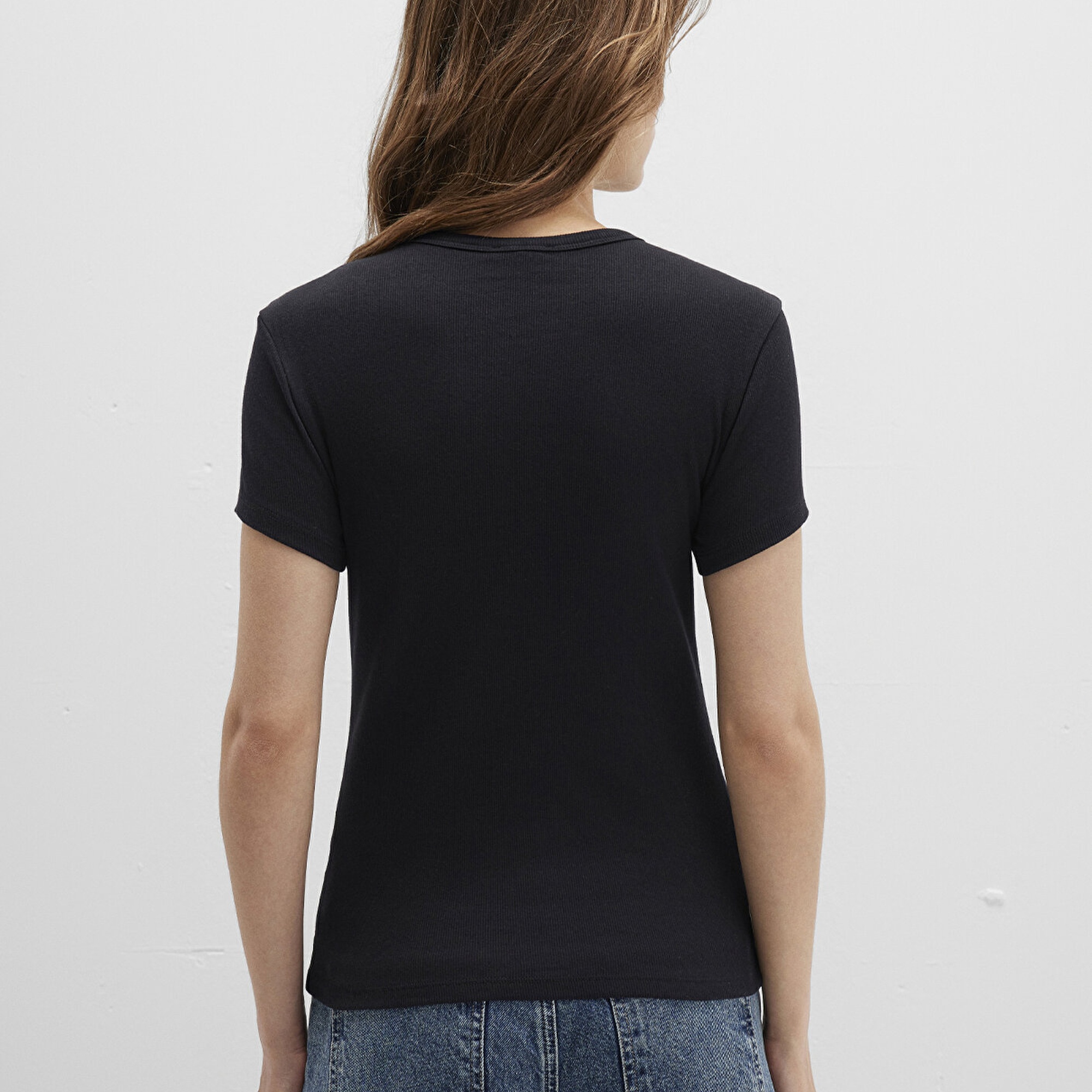 Mavi Siyah Basic Tişört Fitted / Vücuda Oturan Kesim 1613081-900