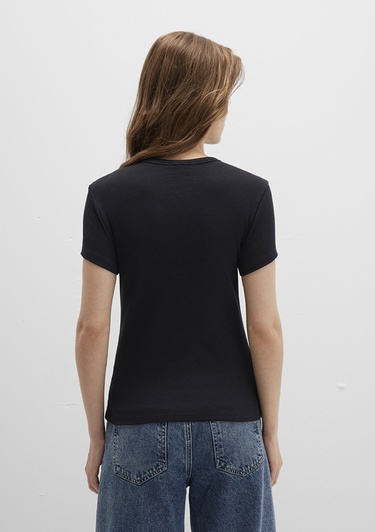  Mavi Siyah Basic Tişört Fitted / Vücuda Oturan Kesim 1613081-900