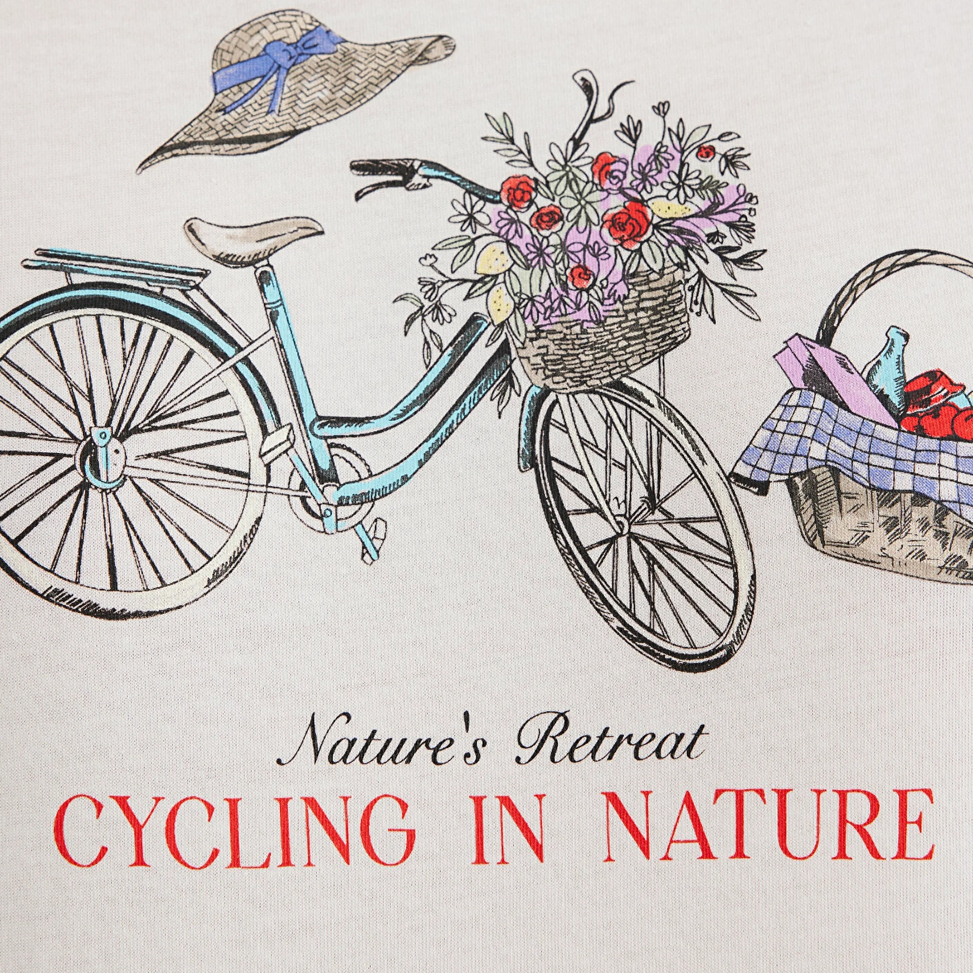 Mavi Bisiklet Baskılı Ekru Tişört Semi Slim Fit / Yarı Dar Kesim 1613198-70057