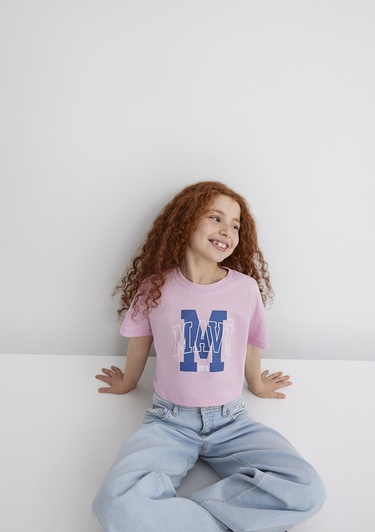  Mavi M Logo Baskılı Pembe Tişört Loose Fit / Bol Rahat Kesim 7610276-86953